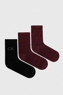 Zdjęcie produktu Calvin Klein skarpetki 3-pack damskie kolor bordowy