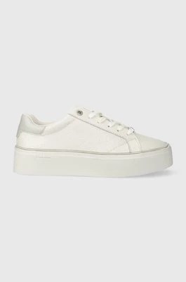 Zdjęcie produktu Calvin Klein sneakersy skórzane FLATFORM C LACE UP - MONO MIX kolor biały HW0HW01870