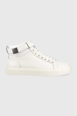 Zdjęcie produktu Calvin Klein sneakersy skórzane HIGH TOP LACE UP W/PLAQUE kolor biały HM0HM00973