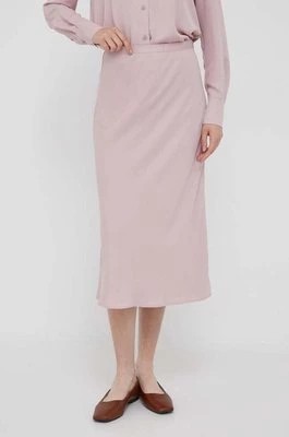 Zdjęcie produktu Calvin Klein spódnica kolor różowy midi rozkloszowana