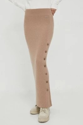 Zdjęcie produktu Calvin Klein spódnica wełniana kolor beżowy maxi ołówkowa