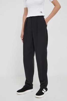 Zdjęcie produktu Calvin Klein spodnie damskie kolor czarny proste high waist