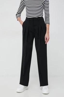 Zdjęcie produktu Calvin Klein spodnie damskie kolor czarny szerokie high waist