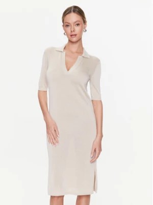 Zdjęcie produktu Calvin Klein Sukienka dzianinowa Lyocell Blend Polo Dress Ss K20K205619 Beżowy Regular Fit