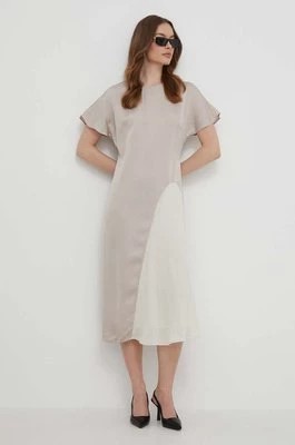 Zdjęcie produktu Calvin Klein sukienka kolor beżowy midi prosta K20K207056