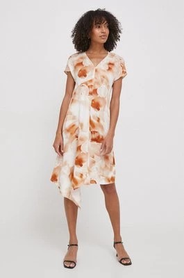 Zdjęcie produktu Calvin Klein sukienka kolor beżowy mini rozkloszowana