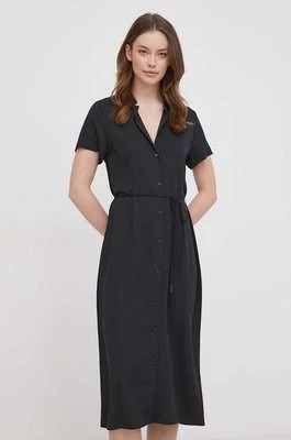 Zdjęcie produktu Calvin Klein sukienka kolor czarny midi rozkloszowana