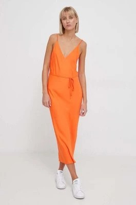 Zdjęcie produktu Calvin Klein sukienka kolor pomarańczowy maxi prosta