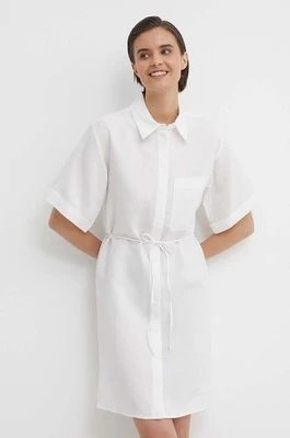 Zdjęcie produktu Calvin Klein sukienka z domieszką lnu kolor biały mini oversize K20K206697
