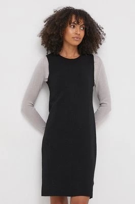 Zdjęcie produktu Calvin Klein sukienka z domieszką wełny kolor czarny mini prosta