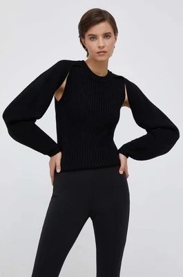 Zdjęcie produktu Calvin Klein sweter wełniany damski kolor czarny ciepły