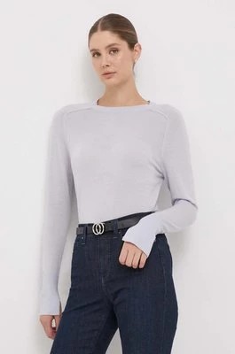 Zdjęcie produktu Calvin Klein sweter wełniany damski kolor niebieski lekki