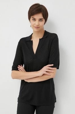Zdjęcie produktu Calvin Klein sweter z domieszką wełny damski kolor czarny lekki