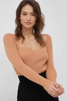 Zdjęcie produktu Calvin Klein sweter z domieszką wełny damski kolor pomarańczowy