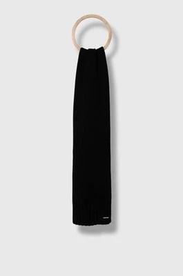 Zdjęcie produktu Calvin Klein szalik wełniany kolor czarny gładki