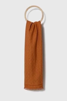 Zdjęcie produktu Calvin Klein szalik wełniany kolor pomarańczowy wzorzysty