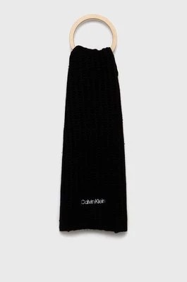 Zdjęcie produktu Calvin Klein Szalik z domieszką wełny kolor czarny gładki