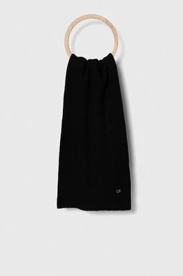 Zdjęcie produktu Calvin Klein szalik z domieszką wełny kolor czarny gładki