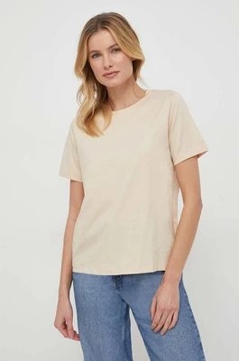 Zdjęcie produktu Calvin Klein t-shirt bawełniany damski kolor beżowy