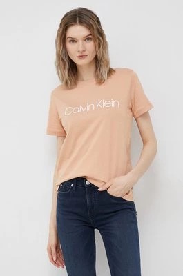 Zdjęcie produktu Calvin Klein t-shirt bawełniany kolor pomarańczowy