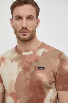 Zdjęcie produktu Calvin Klein t-shirt bawełniany męski kolor beżowy wzorzysty