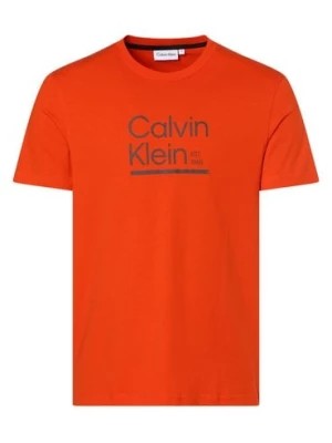 Zdjęcie produktu Calvin Klein T-shirt męski Mężczyźni Bawełna pomarańczowy nadruk,