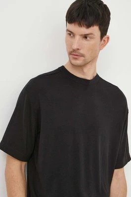 Zdjęcie produktu Calvin Klein t-shirt z domieszką jedwabiu kolor czarny gładki