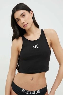 Zdjęcie produktu Calvin Klein top bawełniany kolor czarny