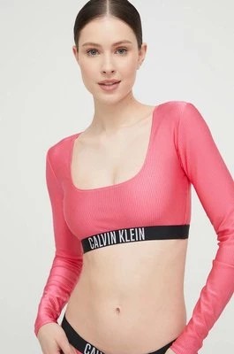 Zdjęcie produktu Calvin Klein top kąpielowy kolor fioletowy miękka miseczka