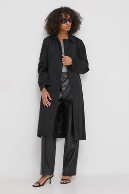 Zdjęcie produktu Calvin Klein trencz damski kolor czarny przejściowy dwurzędowy