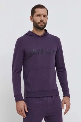 Zdjęcie produktu Calvin Klein Underwear bluza lounge kolor fioletowy z kapturem z nadrukiem