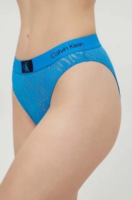 Zdjęcie produktu Calvin Klein Underwear figi kolor niebieski z koronki