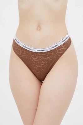Zdjęcie produktu Calvin Klein Underwear stringi kolor brązowy z koronki