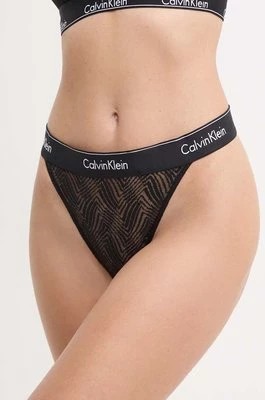 Zdjęcie produktu Calvin Klein Underwear stringi kolor czarny z koronki 000QF7714E