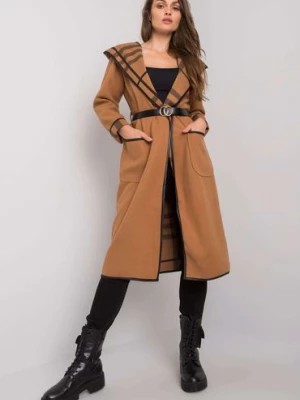 Zdjęcie produktu Camelowy płaszcz z kapturem Latesha Italy Moda