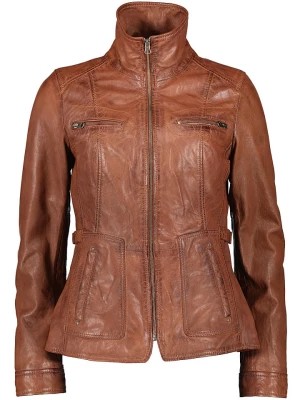 Zdjęcie produktu Caminari Skórzana kurtka "Ciso" w kolorze jasnobrązowym rozmiar: 42