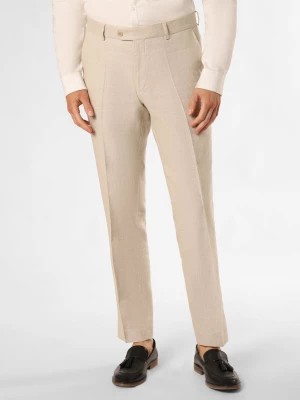 Zdjęcie produktu Carl Gross Spodnie z zawartością lnu - Shiver-G Mężczyźni Modern Fit beżowy wypukły wzór tkaniny,