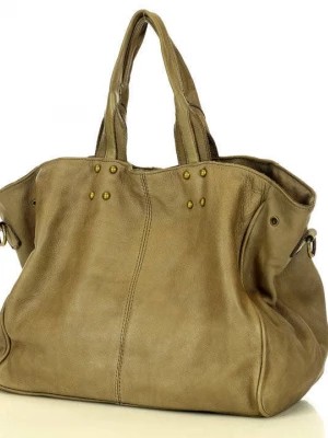Zdjęcie produktu CARLA - Torebka designerska shopper bag vera pelle skóra beż taupe Merg