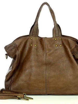 Zdjęcie produktu CARLA - Torebka designerska shopper bag vera pelle skóra czekoladowy brąz Merg