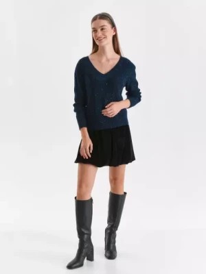 Zdjęcie produktu Casualowy sweter damski z długim rękawem, dekolt w serek TOP SECRET