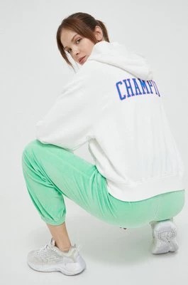 Zdjęcie produktu Champion bluza damska kolor biały z kapturem z nadrukiem