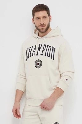 Zdjęcie produktu Champion bluza męska kolor beżowy z kapturem z nadrukiem 219830