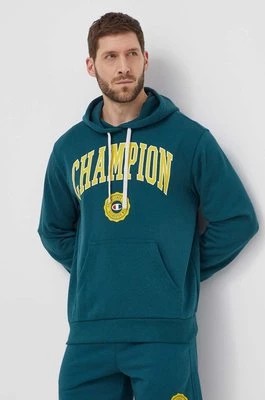 Zdjęcie produktu Champion bluza męska kolor zielony z kapturem z nadrukiem 219830