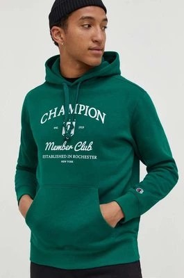 Zdjęcie produktu Champion bluza męska kolor zielony z kapturem z nadrukiem