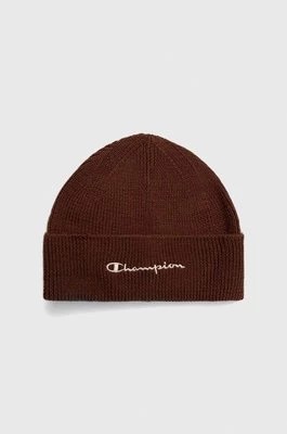 Zdjęcie produktu Champion czapka z domieszką wełny kolor brązowy z cienkiej dzianiny z domieszką wełny