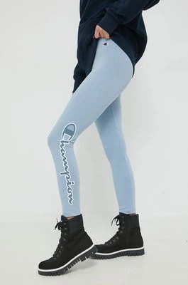 Zdjęcie produktu Champion legginsy damskie kolor niebieski z nadrukiem