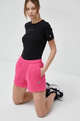 Zdjęcie produktu Champion szorty damskie kolor różowy gładkie high waist