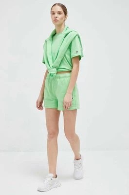 Zdjęcie produktu Champion szorty damskie kolor zielony gładkie high waist