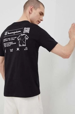 Zdjęcie produktu Champion t-shirt bawełniany kolor czarny gładki