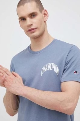 Zdjęcie produktu Champion t-shirt bawełniany kolor niebieski z nadrukiem